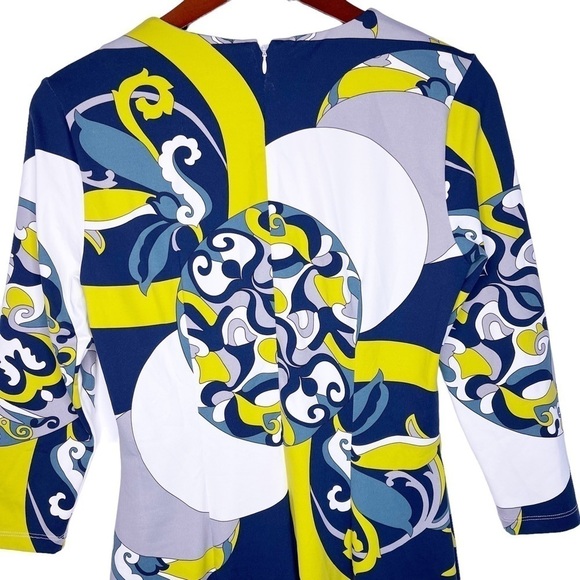 J. McLAUGHLIN NWT Sophia 3/4 Sleeve Crew Neck Dress Size Small in Multi Print - Picture 10 of 13